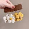 Handmade Woven Raffia Straw Sun Flower Drop Earrings for Women Rattan Floral Hanging Colorful Earrings Summer Beach Jewelry