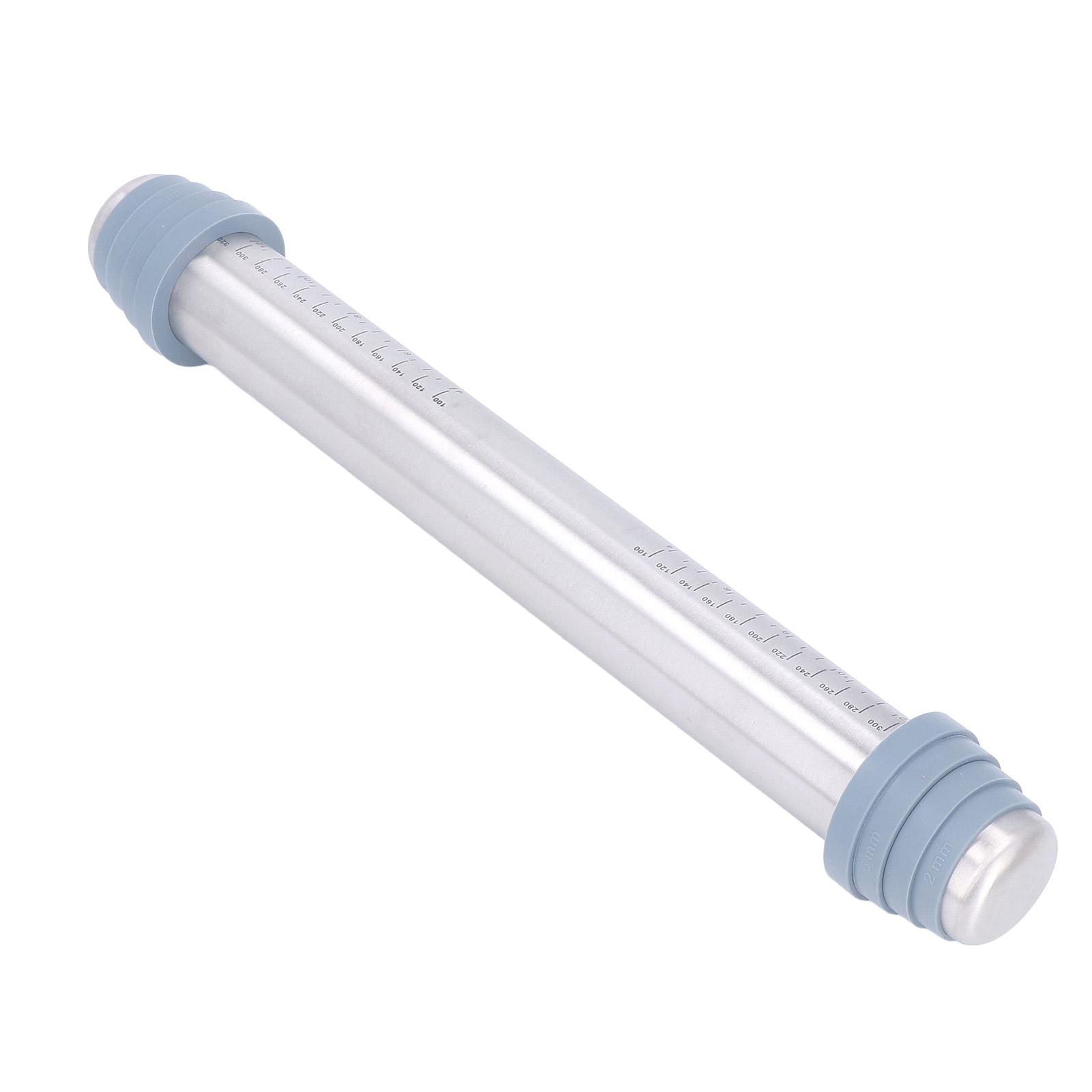

Rolling Pin Dough Roller Stainless Steel with 4 Silicone Guide Rings Anti Stick Anti Slip Kitchen Rolling Tool L