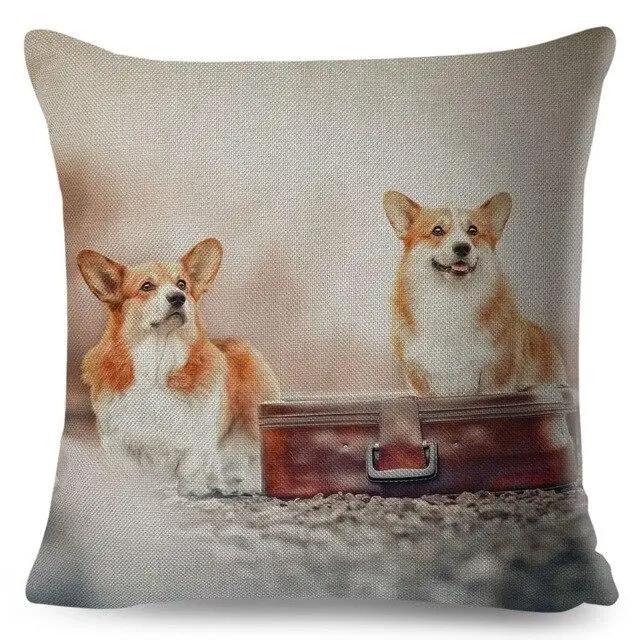 Cute Welsh Corgi Pembroke Dog Printed Pillowcase Decoration  Pet Animal Cushion Cover Sofa Household Car