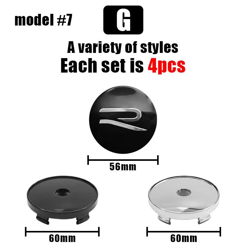 4Pcs 56mm 60mm Car Wheel Center Hub Cap Rim Cover Sticker Auto Accessories For Volkswagen Tiguan GTI GTD VW R Rline Golf Phaeton