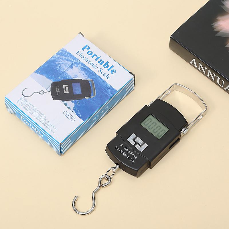 1Pc Black 50Kg Portable Electronic Portable Luggage Scale Lcd Digital Display Screen Express Delivery Scale Hook Mini Scale