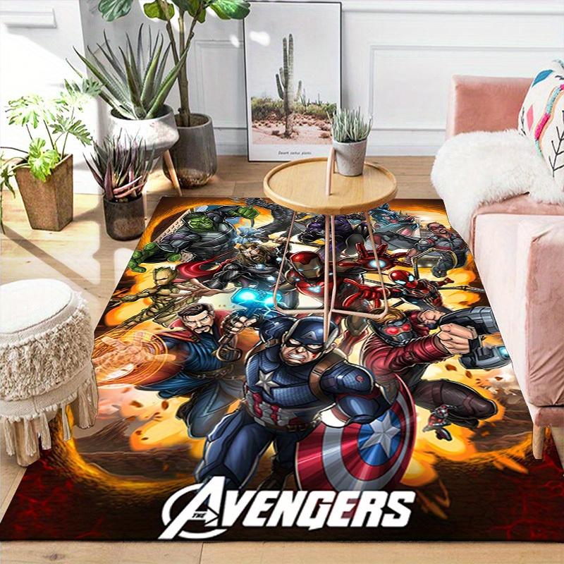 1ks Kobercový kobereček Marvel Avengers Super hrdinové, Protiskluzová podložka, Design s kreslenými postavičkami, Měkký samet, Dekorace do pokoje, Omyvatelný
