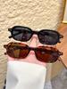 2Pcs Fashion Rectangular Frame Sunglasses Set Classic Versatile Trendy Accessories Fashionable Outfits Vacation Camping