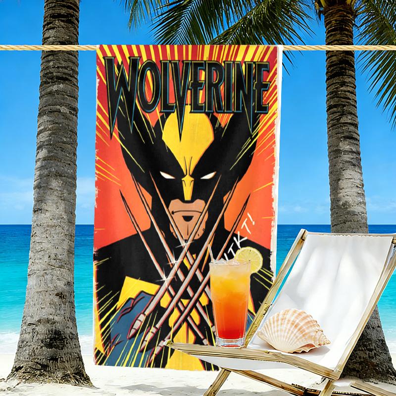 Wolverine Print Beach Towel Design, Soft, Lightweight. for Home Bathroom, Spa, Pool, Yoga, Surfing, Camping, Gift for Family, Friend