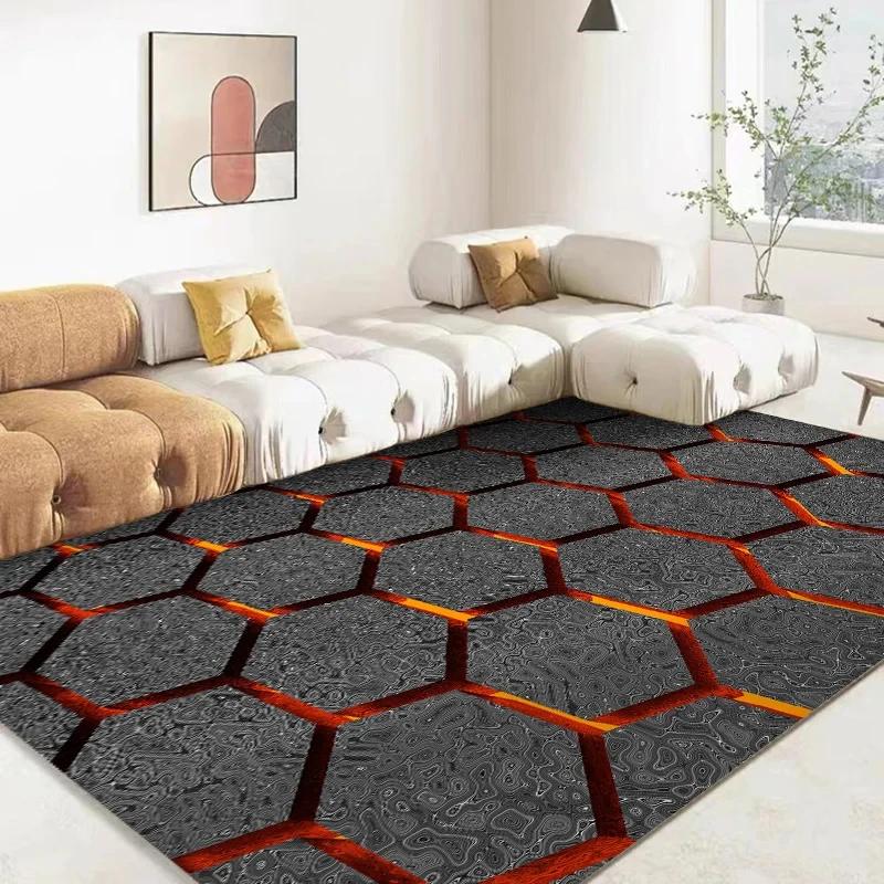 Tappeto Area Vulcanica Magma Lava 3D Tappeto Rosso Grande per Soggiorno Camera da Letto Divano Decorazione Casa Gioco Bambini Tappetino Antiscivolo