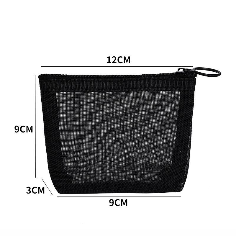 

Large Capacity Three-Piece Transparent Mesh Cosmetic and Toiletry Bag Set with Coin Purse