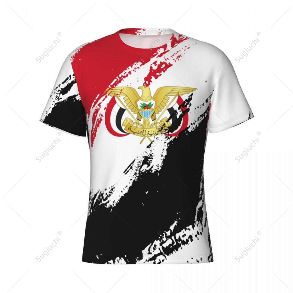 Custom Name Nunber Yemen Flag Color Men Tight Sports T-shirt Women Tees Jersey For Soccer Football Fans