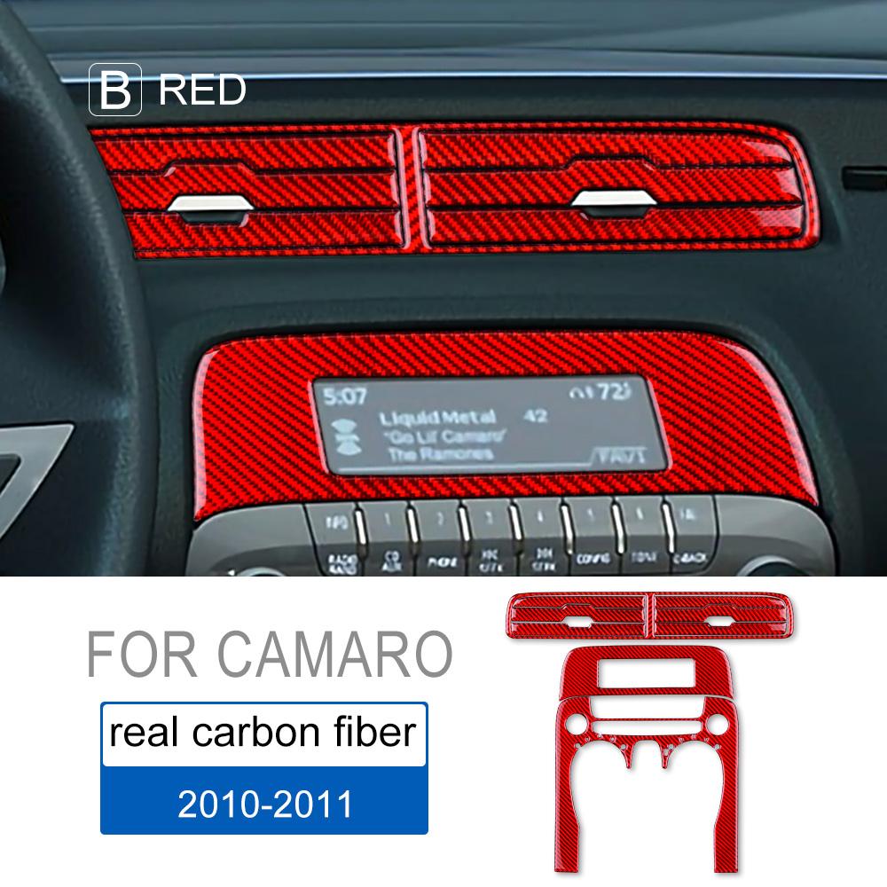 Real Carbon Fiber Sticker for Chevrolet Camaro 2010 2011 Accessories Interior Trim Car Air Conditioning Switch Panel Cover