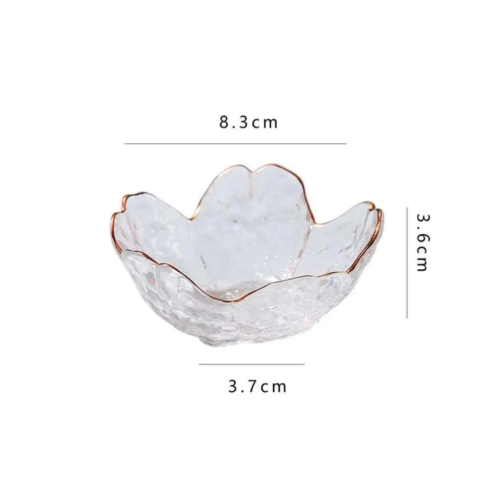 Creative Gold Inlay Glass Sakura Disc Japanese Small Sauce Bowl Nordic Style Flower Candle Holder Wedding Table