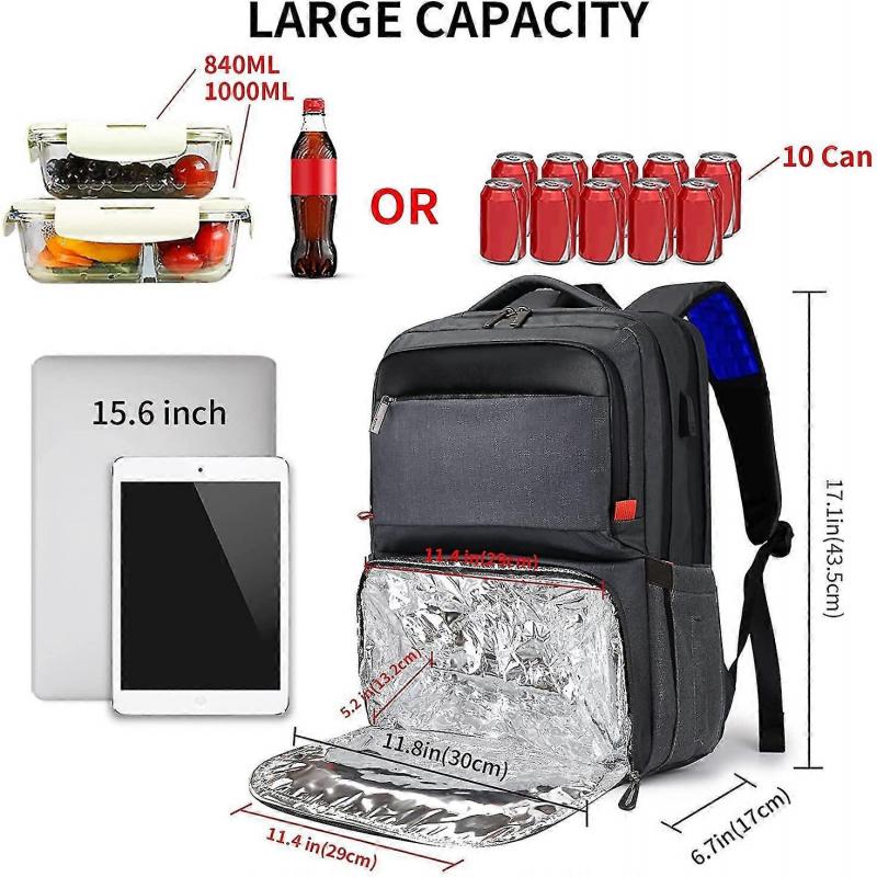 Lunch Backpack For Women, Insulated Cooler Backpack With Lunch Compartment, College School Bookbag With Usb Port, Fits 15.6 Inch Laptop
