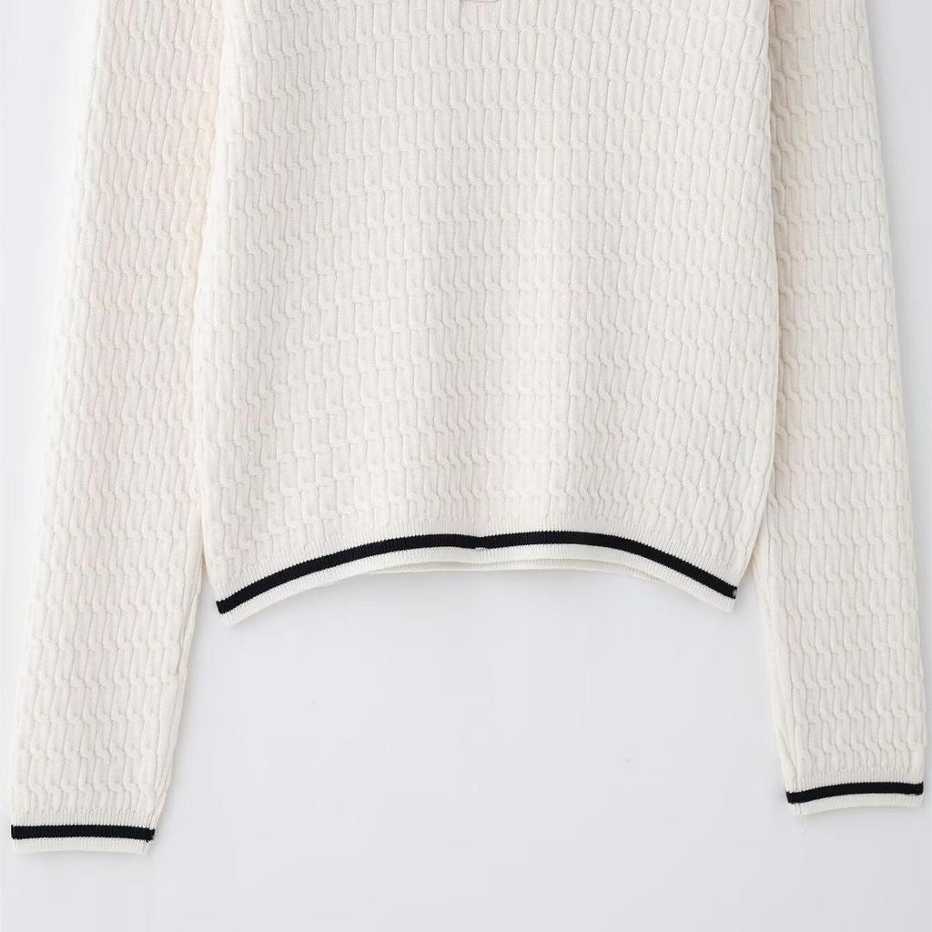 Spring 2025 Women's Versatile POLO Collar Knit with Eight-Strand Braid