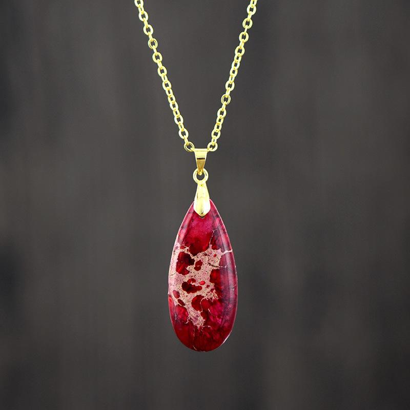 High-Quality Popular Jewelry For Emperor Stone Water Drop-Plated 18K Gold Chain Pendant Necklace
