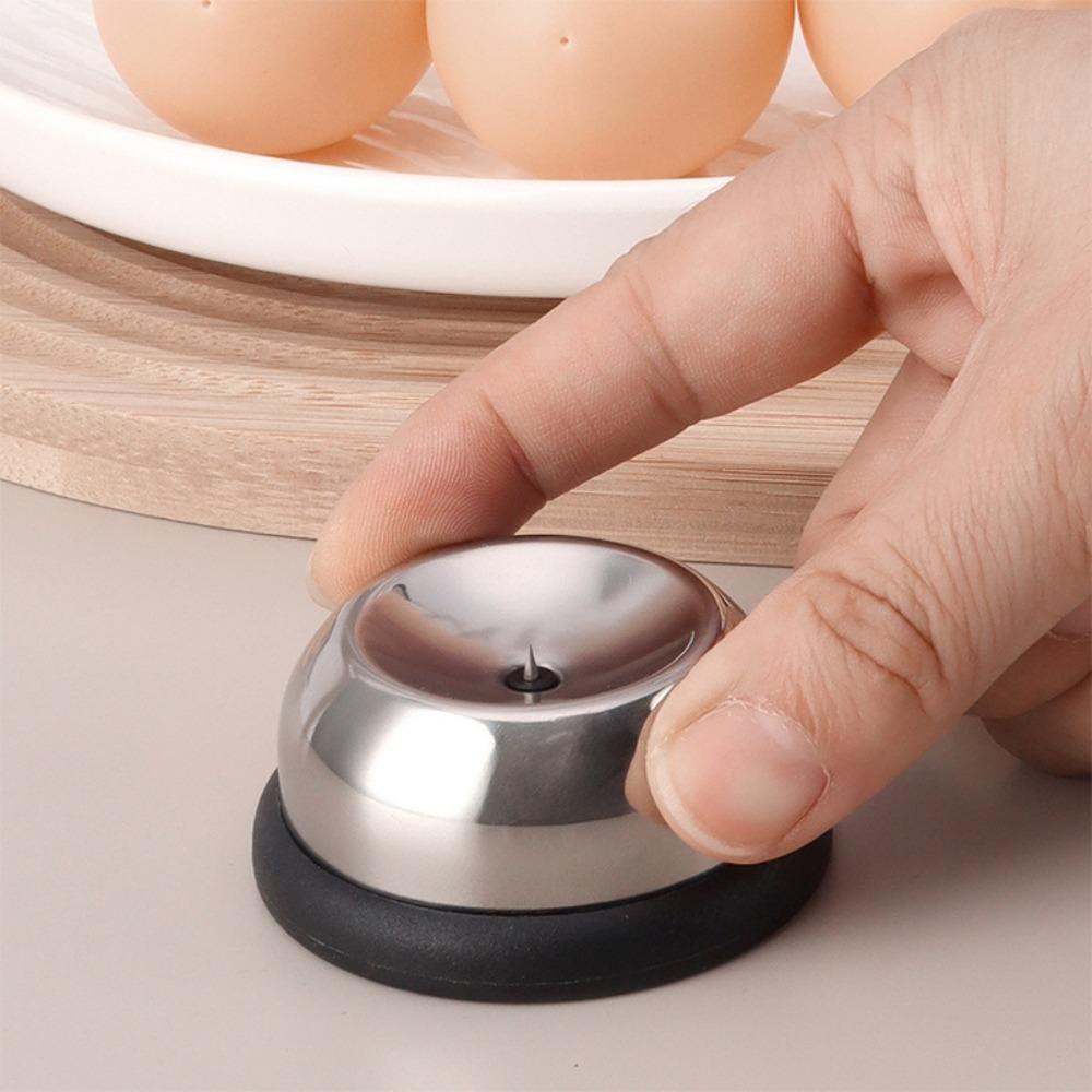 3pcs Stainless Steel Rebound Needle Boiled Egg Piercer Plastic Anti-slip Base Spring Design Egg Perforator Safe
