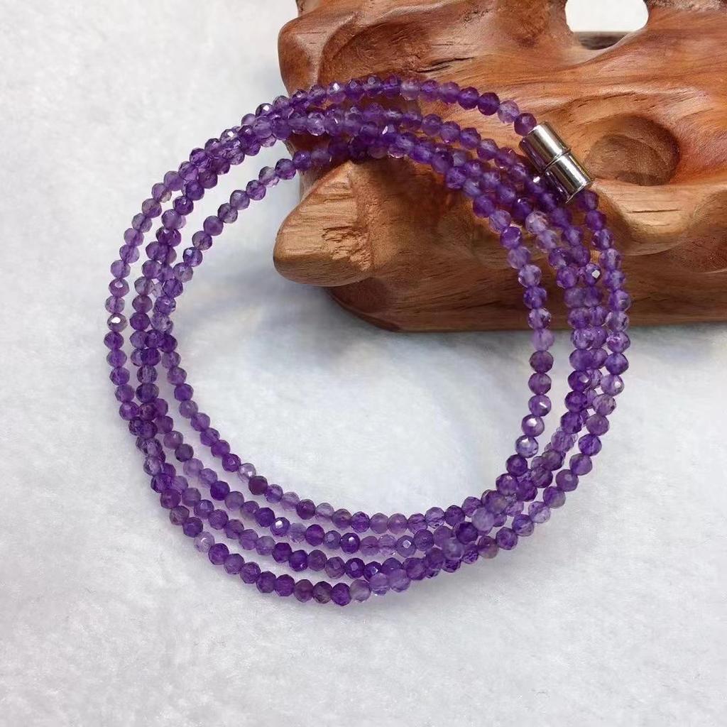 Natural Powder Tourmaline Garnet Cut Multi-Circle Bracelet Olivine Gray-Blue Moonlight Necklace Multi-Purpose Long Chain