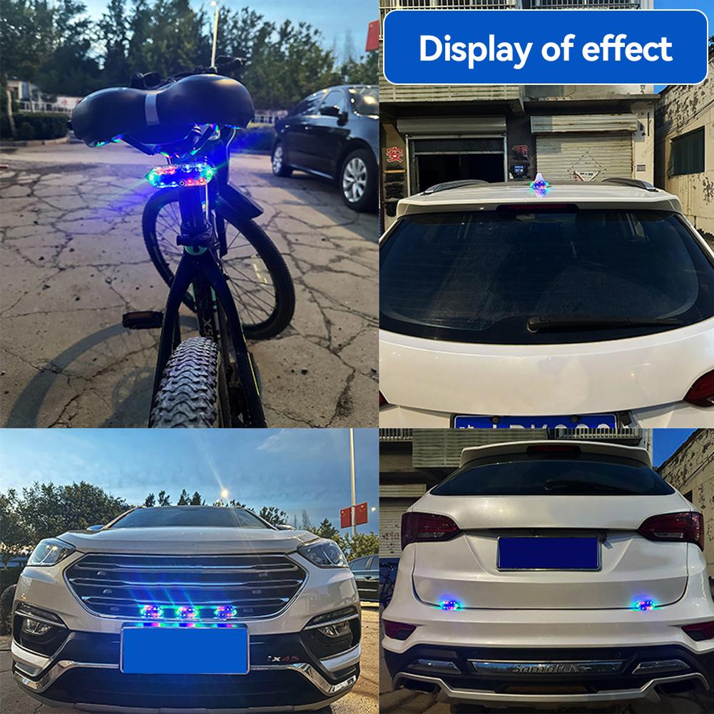 Solar Power Mortorcycle Car LED Warning Light Night Ride Tail Light Anti-rear Strobe Light for Motorcycle Electric Vehicle Bicycle #469274