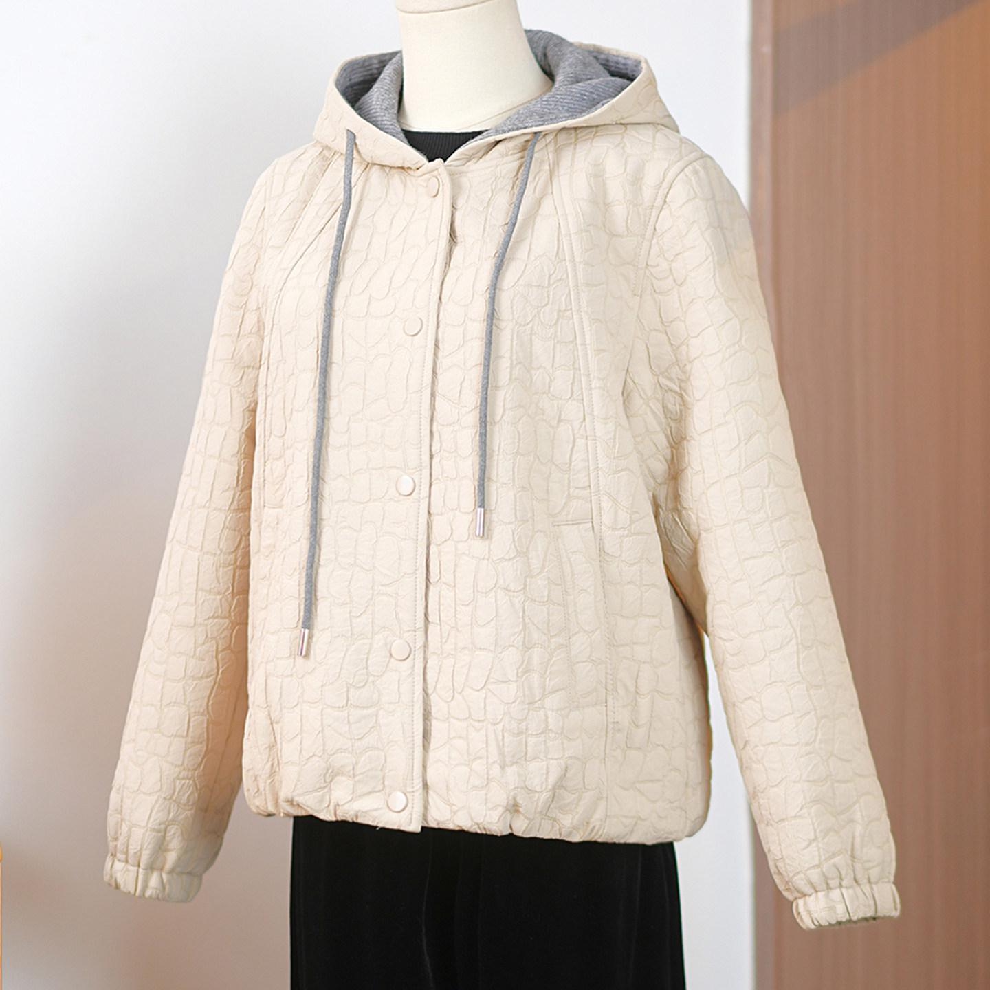 

Mother s Day 2026 Stylish Spring Jacket for Middle-Aged Women: Casual Hooded Top XL (105-115 lbs) бежевый