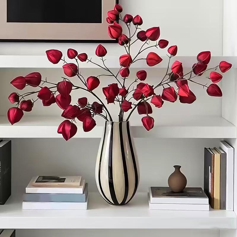 1PC Flower Arrangement Elegant Simulated Leaves Ornaments DIY Artistic Artificial Plant Scenery Lantern Fruit Branches 97CM