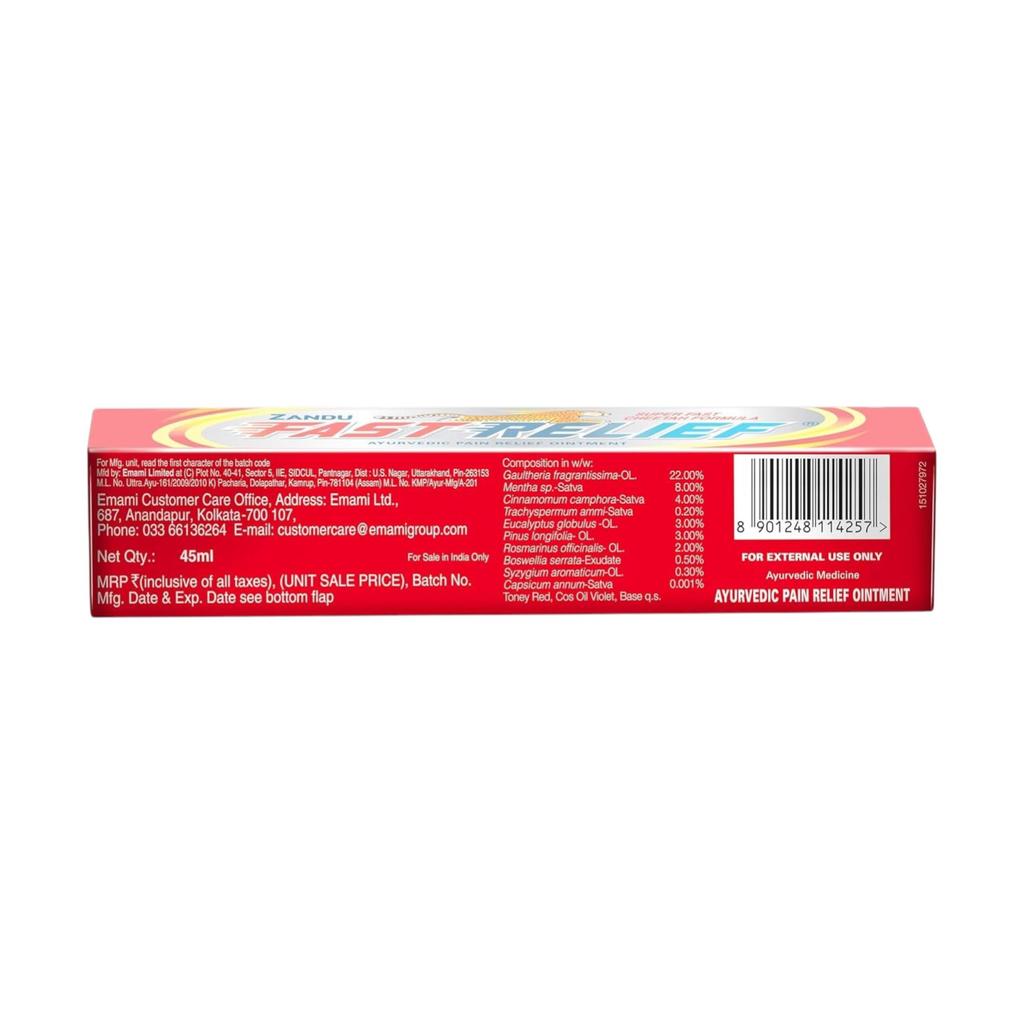 Zandu Fast Relief Ointment 45ml | Fire & Ice Pain Relief for Back, Neck & Shoulder Muscles