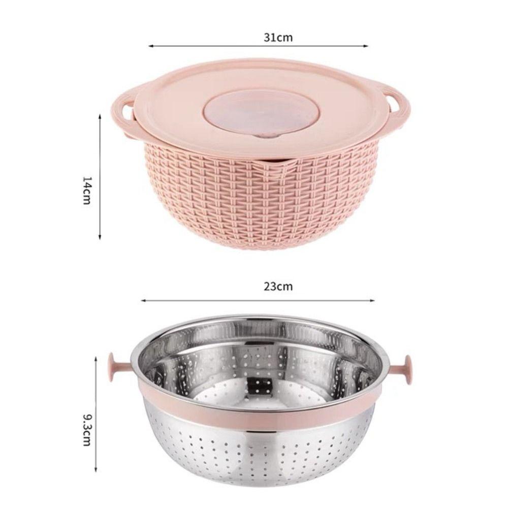 4 in 1 Food Strainers Bowl with 3 Grater Blades Colander Bowl Kitchen Drain Basket Fruit