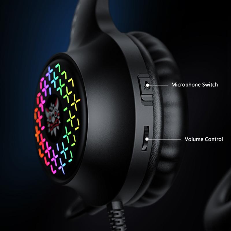 ONIKUMA 3,5 mm USB kabelová herní sluchátka 40 mm velká hnací jednotka Headset RGB HD mikrofon s redukcí šumu Kompatibilní s notebookem