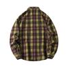 Autumn Men'S Abraded Thickened Plaid Long Sleeve Lapel Shirt Men'S Casual Loose Shirt
