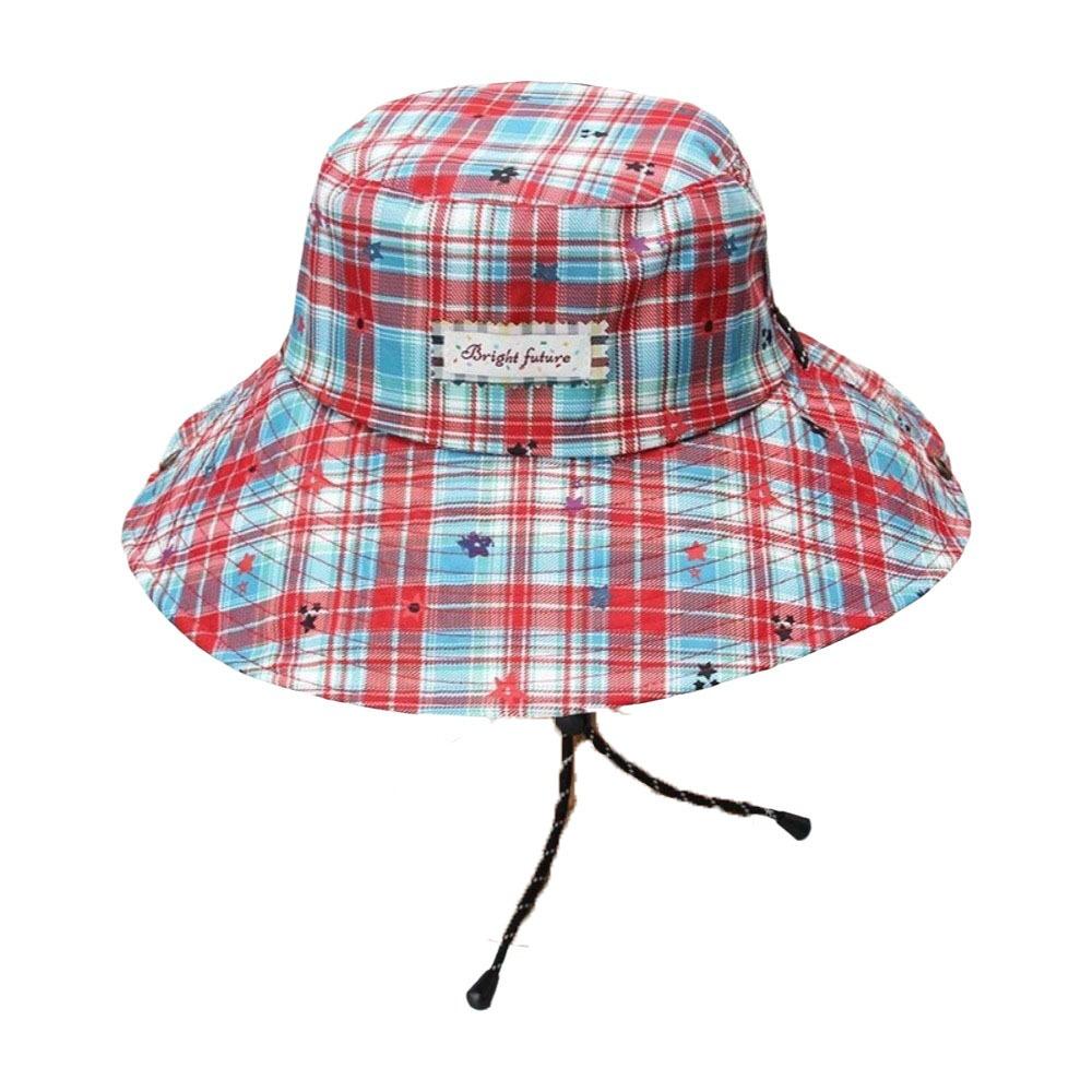 Sun Protection Plaid Fisherman Hat Wide Brim Sunscreen Bucket Hat Casual Women Sun Hat  Travel