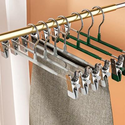 5Pcs Windproof Metal Hanger for Clothes Home Pants Coat Non-slip Drying Hangers with Adjustable Clips Closets Storage Organizer