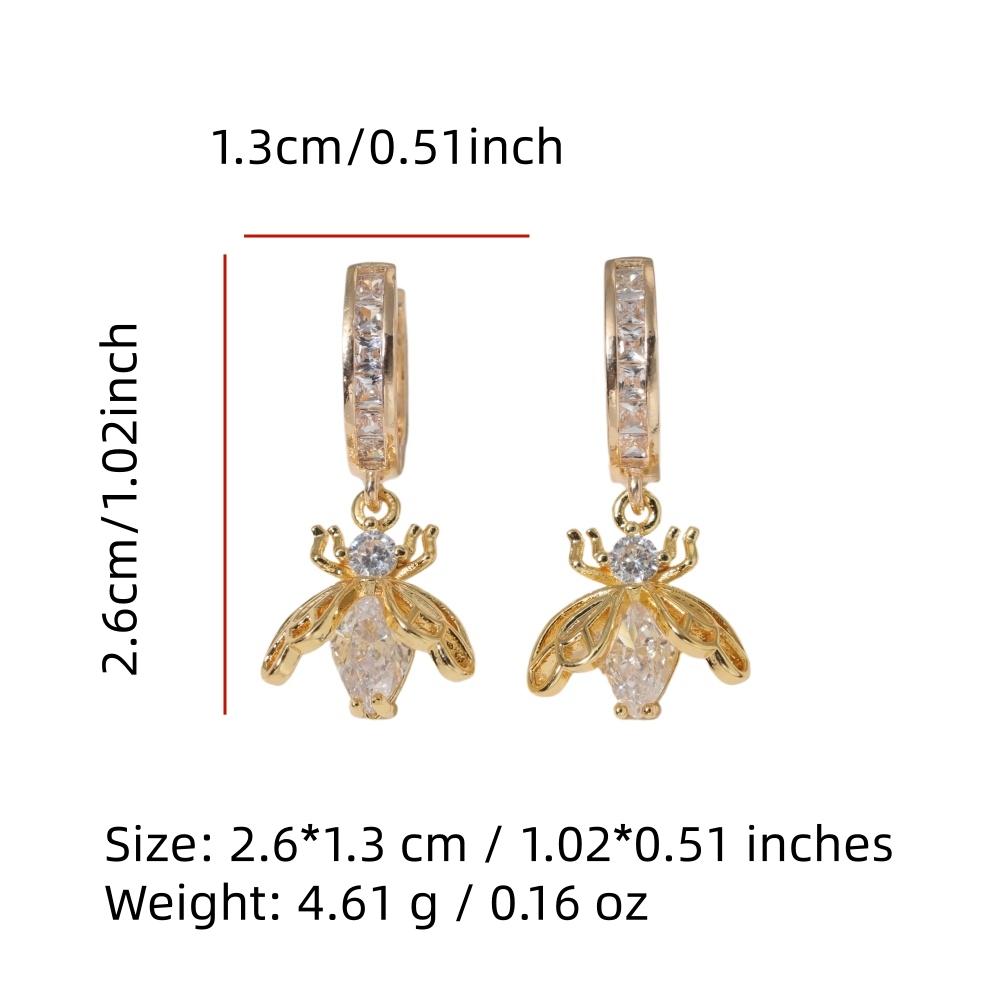 1 Pair Cute Little Bee Dangle Earrings for Women Zirconia Earring Jewelry Daily Wedding Party Accessories