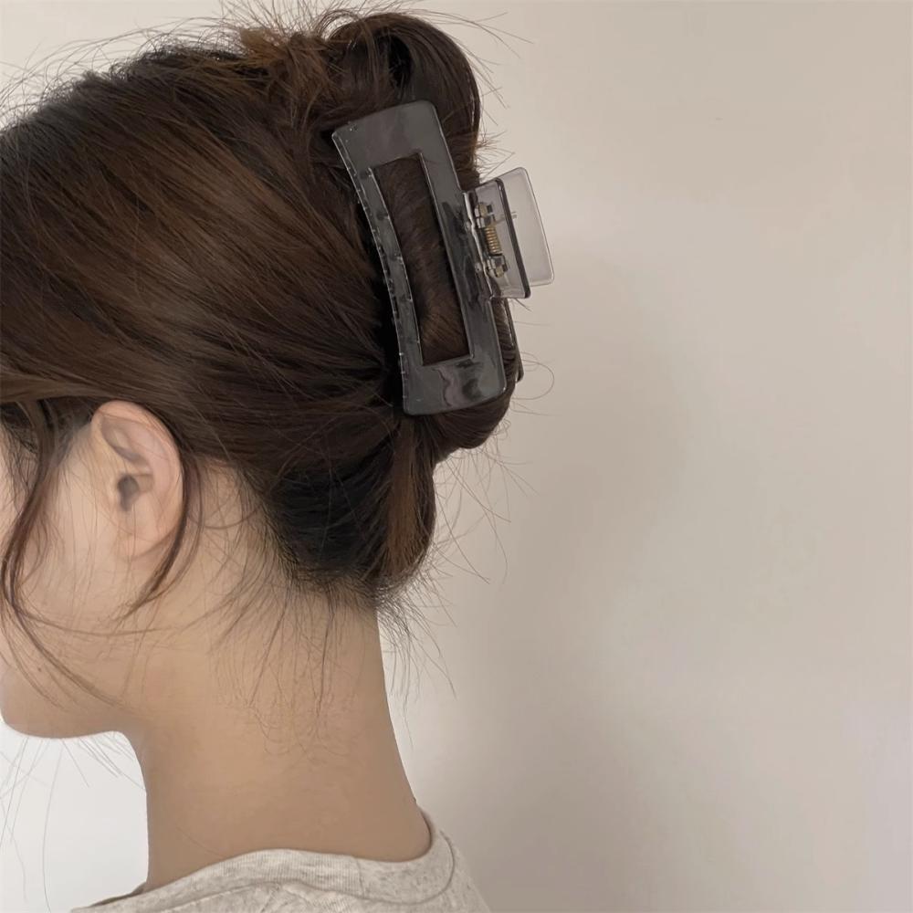 Gray clear hairpin light luxury simple back head shark clip design sense grab clip hair accessories ins tide