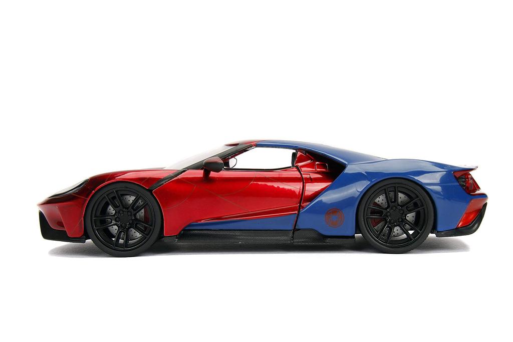 Jada 99725 Hollywood Rides 2017 Ford GT Spider-Man Figure, 124 Scale, Red/Blue