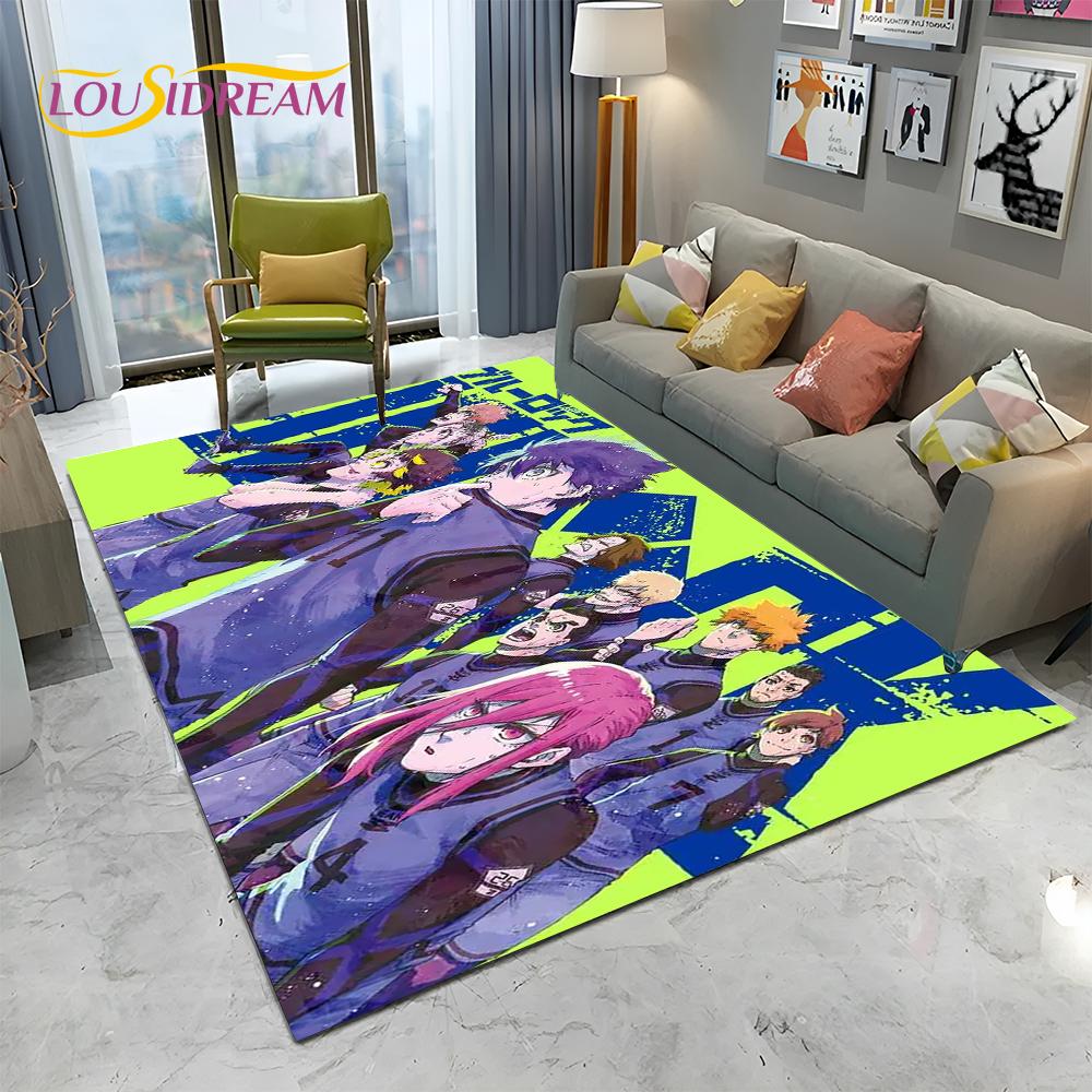 Teppich mit Cartoon-Motiv, blaues Schloss, Fußball, Anime, für Zuhause, Wohnzimmer, Schlafzimmer, Sofa, Fußmatte, Dekoration, Kinderspielbereich, rutschfeste Bodenmatte