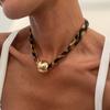 Adjustable Sea Star and Conch Pattern Cotton Cloth Necklace With Alloy Charm for Casual Outfits or Travel Accessories