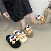 Cute cartoon fluffy slippers women's wear 2025 autumn and winter new fashion versatile casual height-increasing cotton slippers