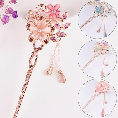 1PC Hair Sticks Hair Jewelry Hairpins Headwear Crystal Flowers Women Headdress Elegant Hair Clip Rhinestones
