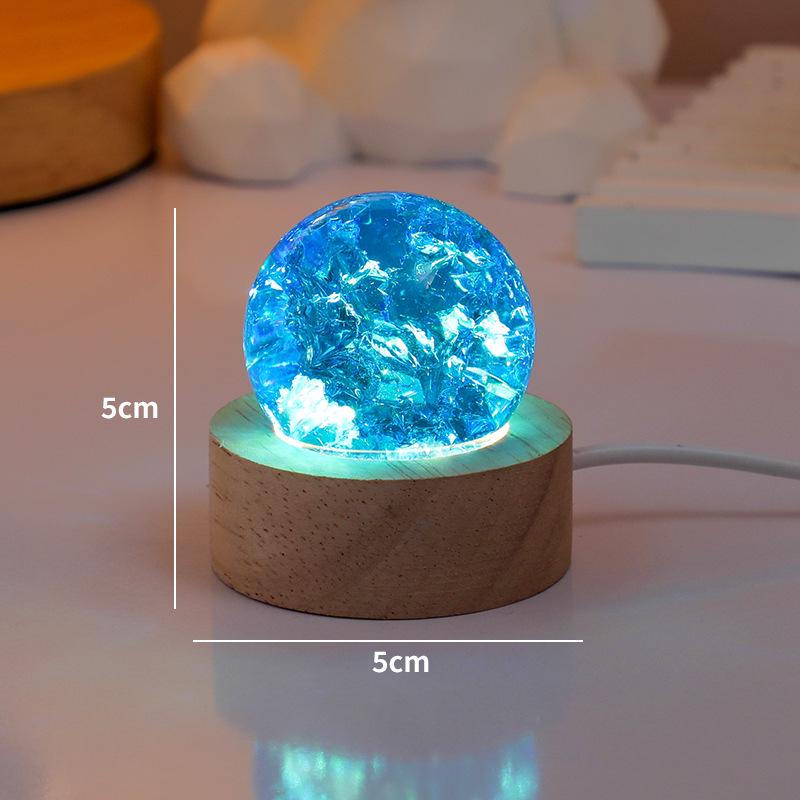 Seven-Color Crystal Ball Night Light – Luminous Ice Crackle Glass Ornament for Desktop Decoration