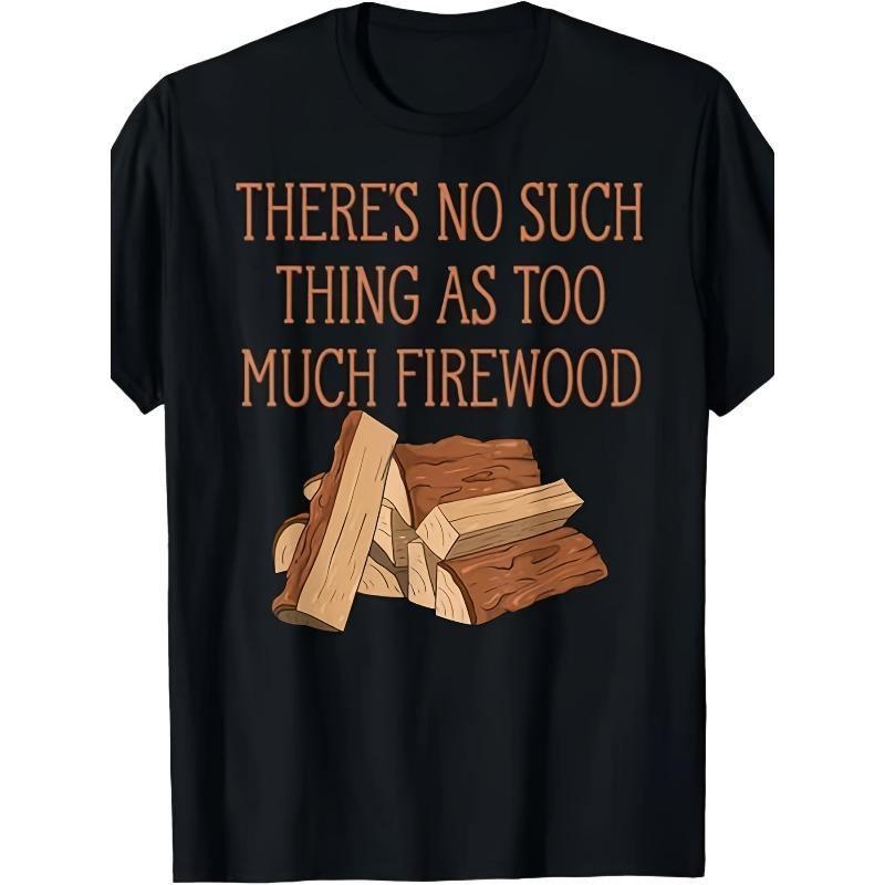 

European sizes Men s Funny T-Shirt Casual Short Sleeve Tee with Wood Grain & Firewood Stacks Graphic, Comfortable Casual Wear for Men 4XL