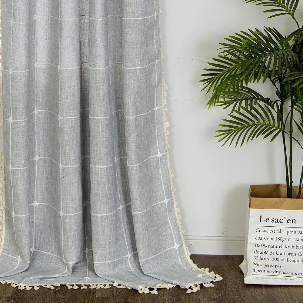 Cotton And Linen Bohemian Curtains Fringed Bedroom Living Room Half Blackout Farmhouse Short Curtains Half Curtains