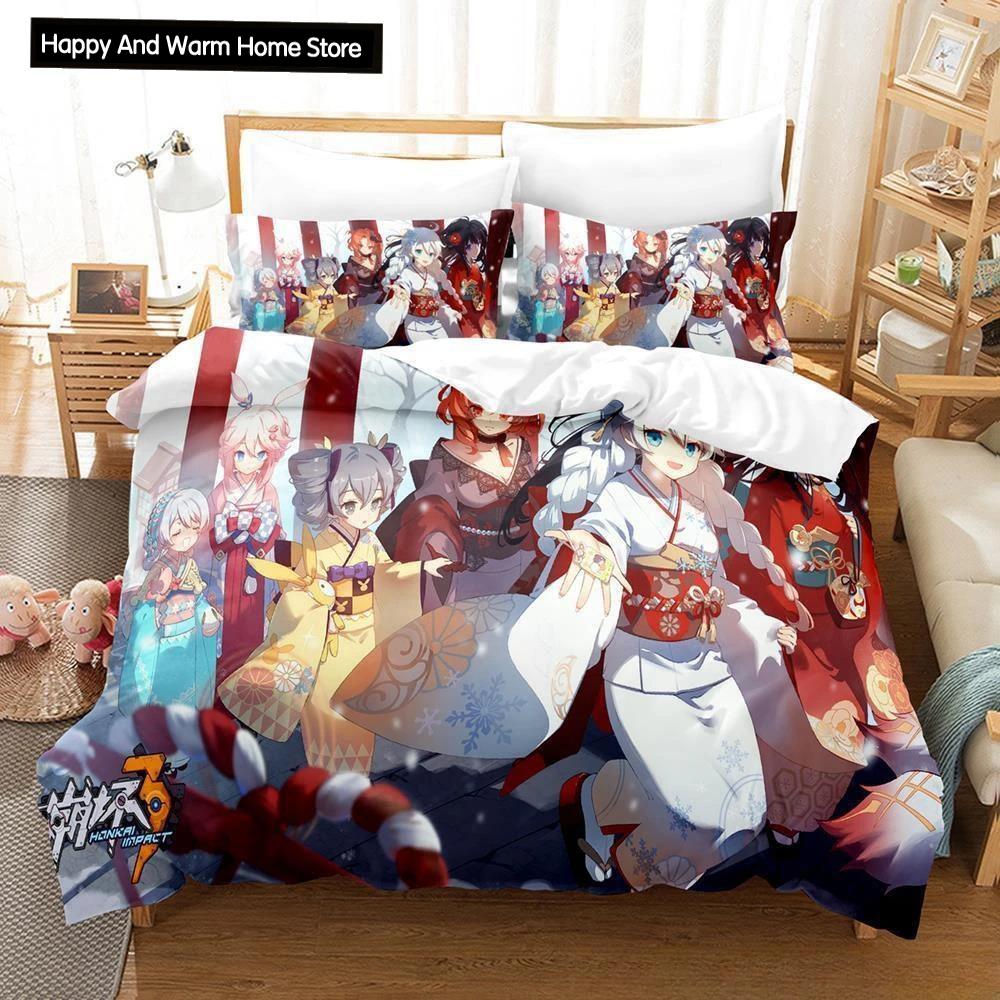 Game Honkai Impact 3 Bedding Set Single Twin Full Queen King Size Bed Set Adult Boy Bedroom Duvet cover Sets Anime Bed Sheet Set