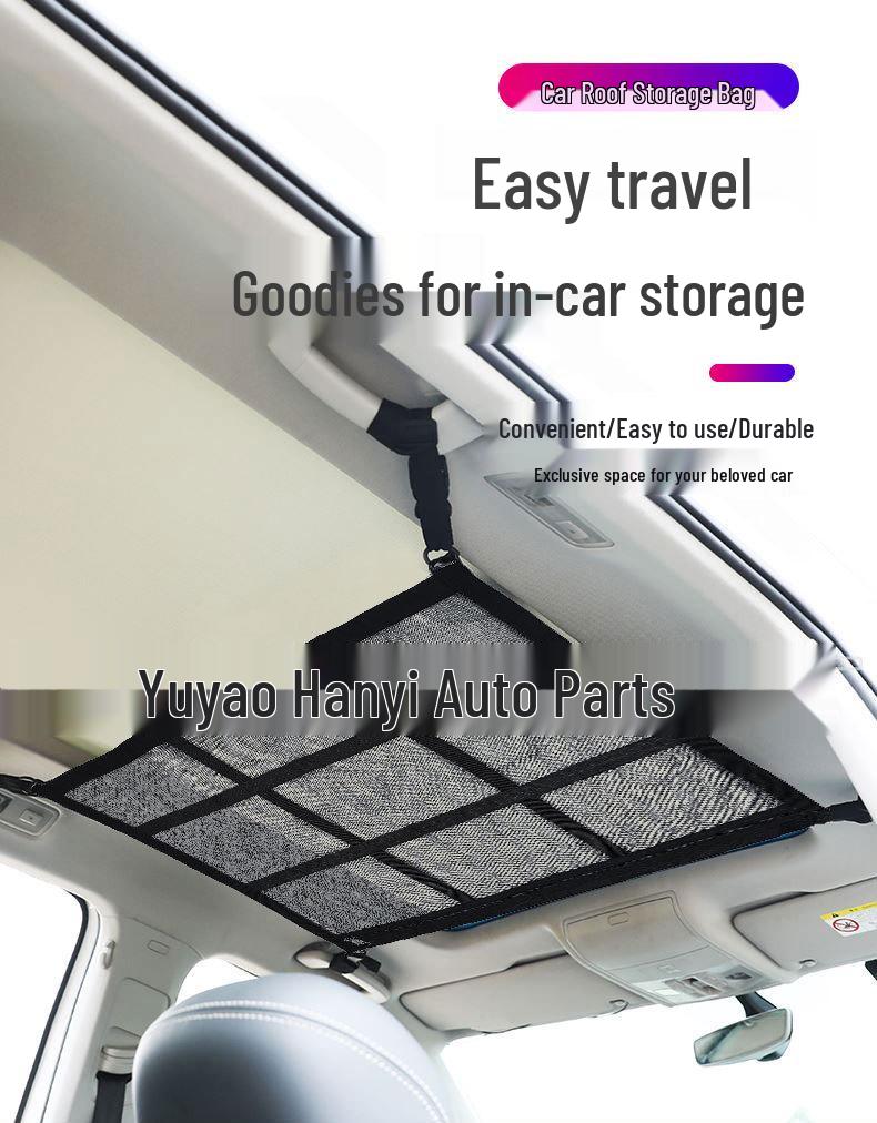 Car Supplies Roof Net Double Zipper Storage Organizer Bag