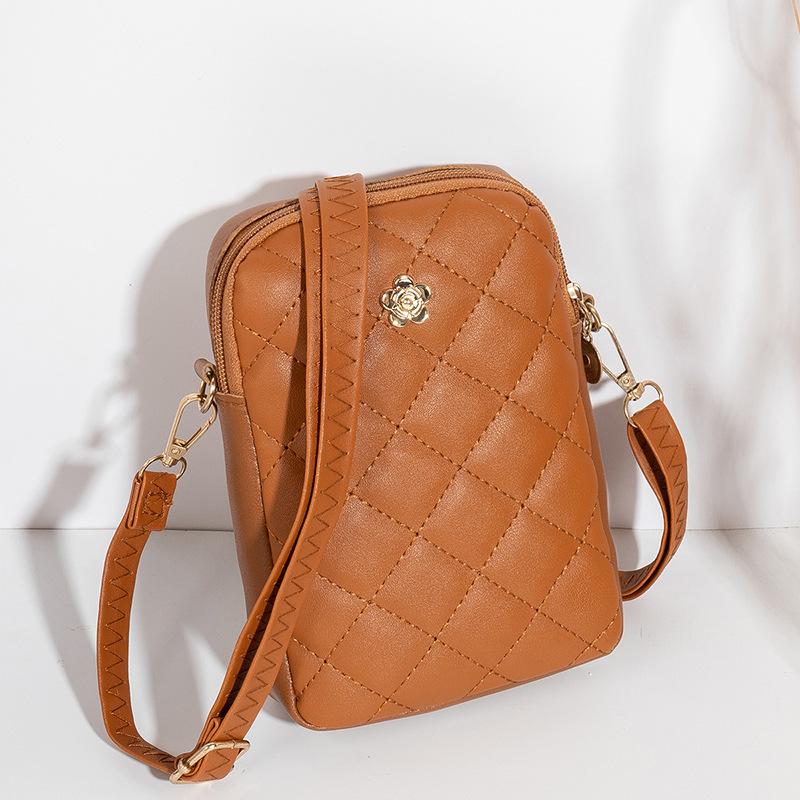 Trendy Embroidered Diamond Pattern Crossbody Phone Bag - 2022 Women's Style
