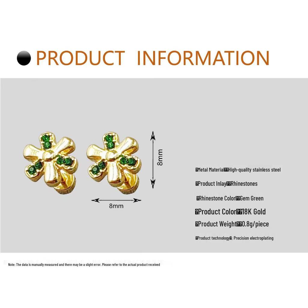 Six-Leaf Clover Cubic Zirconia Stud Earrings - Women's Luxury Versatile Jewelry Gift