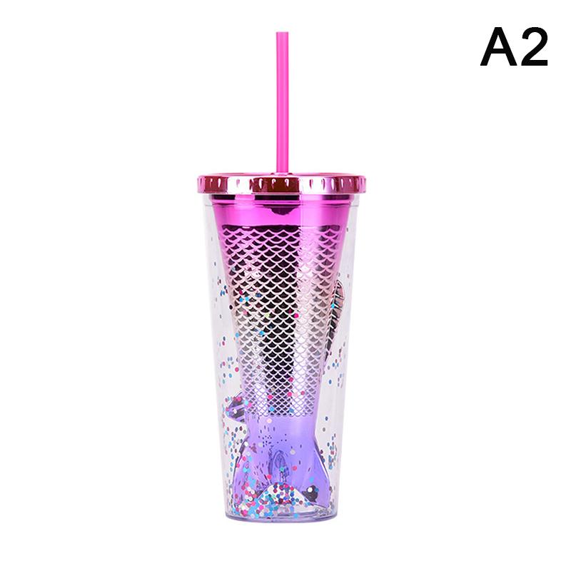 Electroplated Gradient Color 350ml 12oz Glitter Plastic Mermaid Tumbler Cup Merman Tumbler Cup Fishtail Fish Tail Tumbler Cup