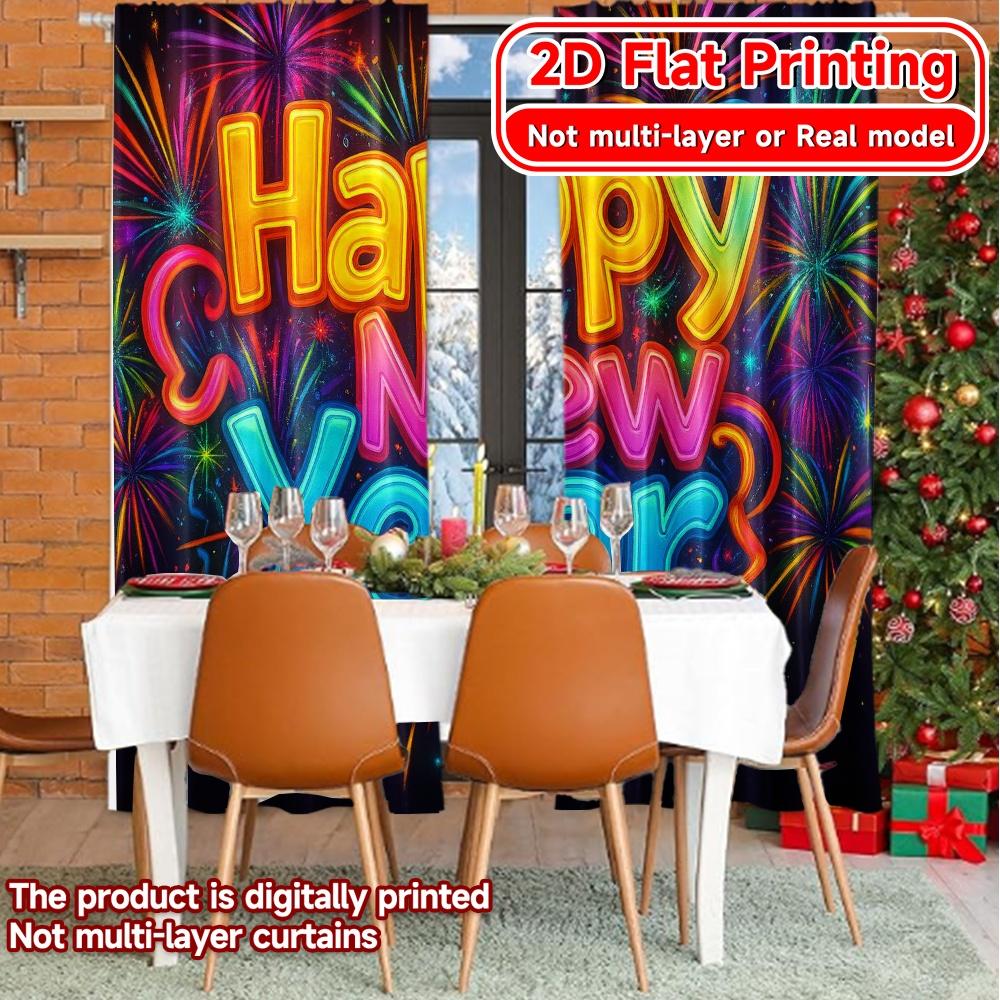 Modern Flat Printing Newyearjoy Curtains Durable Polyester Gifts Perfect Living Room Home Light Filtering Set Of 2 Made Great Decor