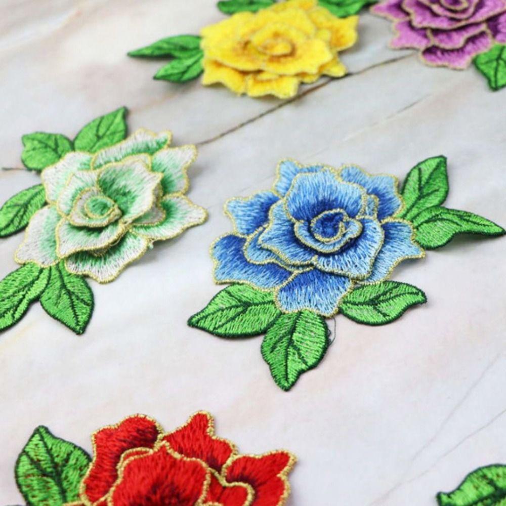 DIY Handmade Embroidery Flower Patch Polyester Fiber Floral Patches Embroidery Repair Patch Jeans