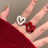 Punk&Hiphop Red Enamel Heart Love Rings for Women Fashion Geometric Open Dripping Oil White Ring Y2K Summer Couple  Gifts