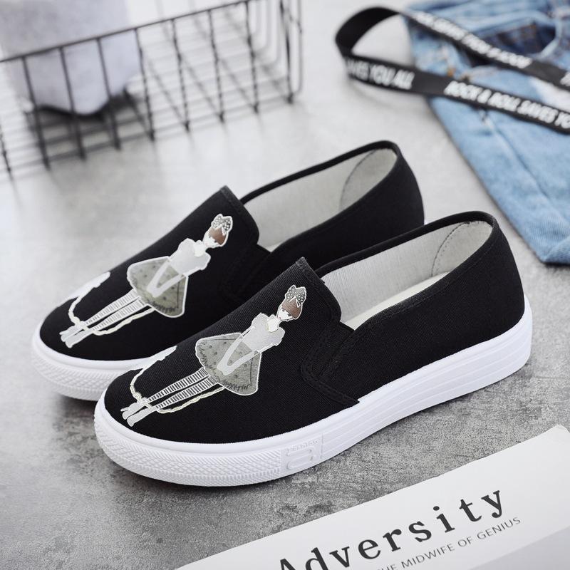 Summer New Canvas Student Flat Comfortable White Shoes Women Basic Casual Shoes Slip-on Canvas Walking Shoes Female 789