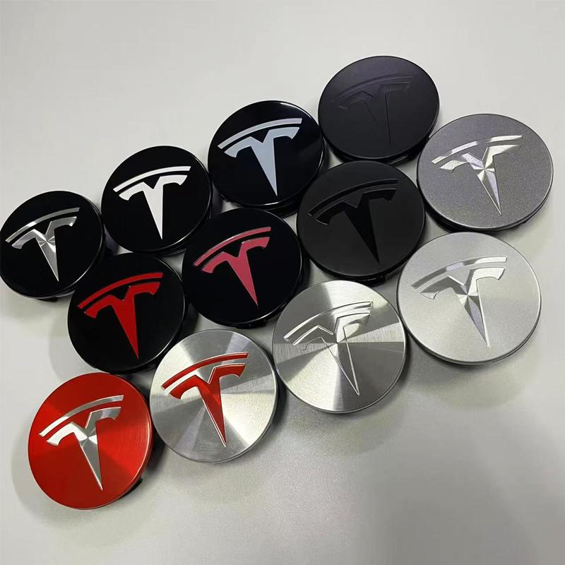 ALB1 4pcs 56mm Tesla Wheel Center Cap Hub Cover Badge Emblem Sticker Car Accessories For Tesla Model 3 Y 2023 S X Cybertruck Highland