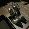 Sexy Baotou Sandals Women Europe And America New Pointy Patent Leather Transparent Spice Black Network Celebrity High Heels