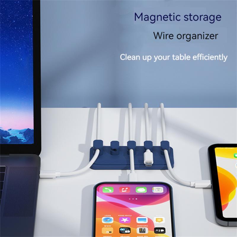 YJWZ Supporto Per Cavi Magnetico Autoadesivo, 6 Clip Per Organizzare Cavi Di Ricarica USB Su Scrivania E Comodino, Diametro Foro 7mm