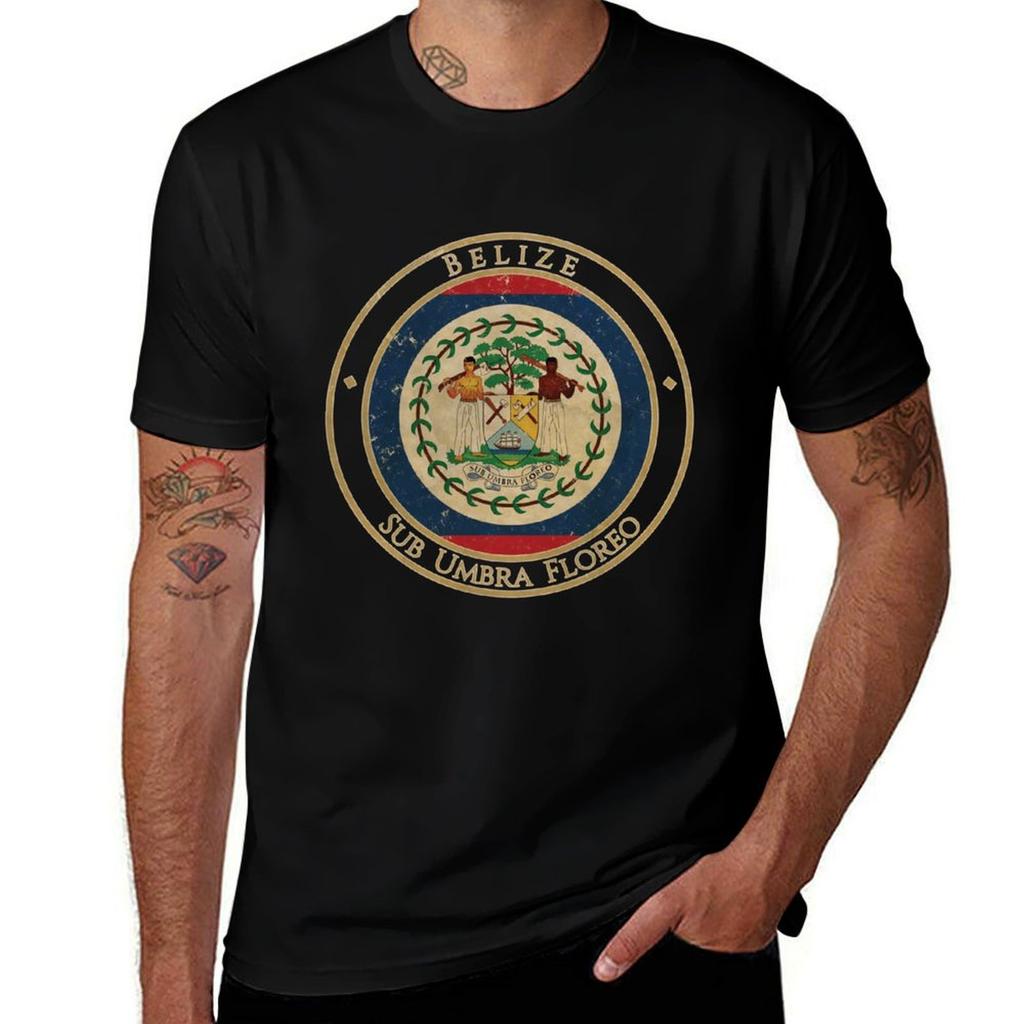Vintage Belize Usa North America United States Flag Tshirt Basic Plain Short Sleeve Crew Neck Tee
